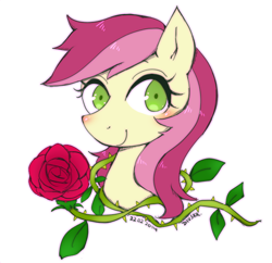 Size: 598x578 | Tagged: safe, artist:divided-s, roseluck, bust, portrait, rose, smiling, solo