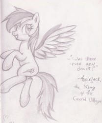 Size: 1584x1900 | Tagged: safe, artist:spriterjrda, pegasus, pony, female, mare, monochrome, solo, wings