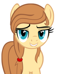 Size: 2471x3172 | Tagged: safe, artist:mrbrandonmac, oc, oc only, oc:cream heart, earth pony, pony, bedroom eyes, elena, female, grin, lip bite, looking at you, mare, simple background, smiling, solo, teeth, transparent background, vector