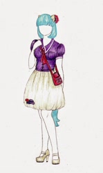 Size: 952x1600 | Tagged: safe, artist:sewingintherain, coco pommel, human, design, high heels, humanized, solo, traditional art