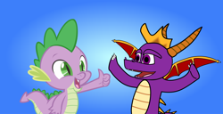 Size: 6142x3139 | Tagged: safe, artist:spyro4287, spike, dragon, bros pose, spyro the dragon, the frollo show, thumbs up