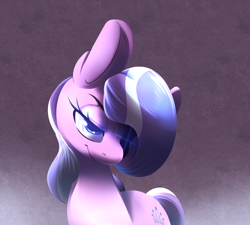 Size: 1600x1442 | Tagged: safe, artist:sourspot, diamond tiara, earth pony, pony, female, filly, missing accessory, pink coat, solo, two toned mane