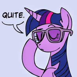 Size: 945x945 | Tagged: safe, artist:megasweet, twilight sparkle, glasses, quite, simple background, solo