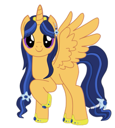 Size: 505x558 | Tagged: safe, artist:celestialyuuki, oc, oc only, alicorn, pony, alicorn oc, looking at you, offspring, parent:flash sentry, parent:twilight sparkle, parents:flashlight, solo