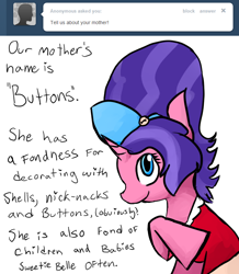 Size: 680x780 | Tagged: safe, artist:moonblizzard, cookie crumbles, ask, rarity answers, solo, tumblr