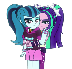 Size: 600x581 | Tagged: safe, artist:cbear624, aria blaze, sonata dusk, equestria girls, arisona, female, hug from behind, lesbian, shipping, simple background, transparent background