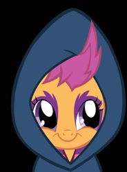 Size: 766x1043 | Tagged: safe, artist:rainbowderp98, scootaloo, bust, clothes, hoodie, portrait, solo