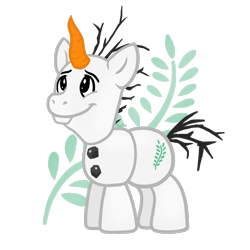 Size: 900x900 | Tagged: safe, artist:fuutachimaru, pony, unicorn, crossover, frozen (movie), olaf, ponified, snowpony, solo