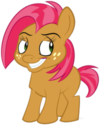 Size: 1039x1302 | Tagged: safe, artist:themarquisofdorks, babs seed, earth pony, brown coat, female, filly, freckles, solo, two toned mane