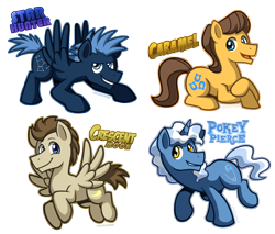 Size: 2268x1928 | Tagged: safe, artist:bcpony, caramel, crescent pony, mane moon, pokey pierce, star hunter, earth pony, pegasus, pony, unicorn