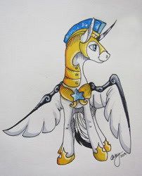 Size: 1000x1237 | Tagged: safe, artist:casynuf, pony, male, royal guard, solo, stallion, traditional art