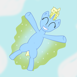 Size: 1113x1113 | Tagged: safe, artist:stargrazer, glide, oc, oc only, oc:skydiver, pony, unicorn, belly button, eyes closed, falling, grin, magic, skydiving, smiling, solo