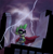 Size: 600x616 | Tagged: safe, artist:hewison, humdrum, spike, dragon, power ponies (episode), batman, batman the animated series, bucket, dc comics, lightning, parody, power ponies, solo