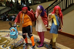 Size: 960x640 | Tagged: artist needed, safe, apple bloom, scootaloo, sweetie belle, human, convention, cosplay, cutie mark crusaders, irl, irl human, photo, sacanime, sacanime winter, scooter