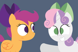 Size: 1280x853 | Tagged: safe, artist:dtcx97, scootaloo, sweetie belle, somepony to watch over me, bow