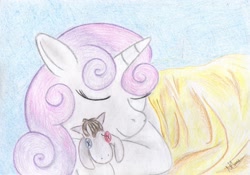 Size: 1800x1261 | Tagged: safe, artist:cwossie, smarty pants, sweetie belle, solo, traditional art