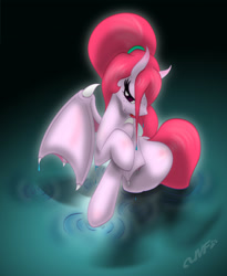 Size: 2045x2500 | Tagged: safe, artist:miniferu, oc, oc only, oc:mili, demon pony, solo, wet