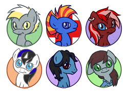 Size: 1491x1082 | Tagged: safe, artist:prettykitty, oc, oc only, oc:silver eagle, earth pony, pegasus, pony, unicorn, earring, female, lycan, male, mare, midnight melody, razor tongue, silver eagle, stallion, steel strings, tarby