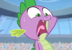 Size: 365x256 | Tagged: safe, screencap, spike, dragon, equestria games (episode), equestria games, open mouth, out of context, solo, sweat, tongue out, wide eyes