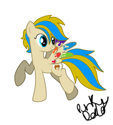 Size: 877x972 | Tagged: safe, artist:2-lettdodd, oc, oc only, pegasus, pony, creative spirit, paint, paint on feathers, solo