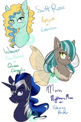 Size: 730x1095 | Tagged: safe, artist:farewelldecency, oc, oc only, changepony, hybrid, pony, unicorn, bust, crack shipping, ethereal mane, interspecies offspring, magical lesbian spawn, moth wings, offspring, parent:applejack, parent:coco pommel, parent:coloratura, parent:nightmare moon, parent:queen chrysalis, parent:shining armor, parents:rarajack, parents:shining moon, portrait, starry mane