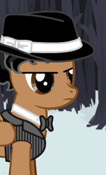 Size: 540x888 | Tagged: safe, artist:godzelda123, oc, oc only, oc:storm chaser, pegasus, pony, pony creator, bowtie, clothes, hat, male, solo, stallion, trilby, vest