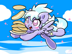 Size: 1600x1200 | Tagged: safe, artist:harthric, cloudchaser, fluffy, pancakes, solo, starry eyes, wingding eyes