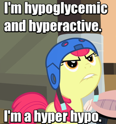 Size: 405x433 | Tagged: safe, screencap, apple bloom, somepony to watch over me, faic, helmet, image macro, lip bite, meme, mike myers, phillip the hyper hypo, saturday night live, snl, solo