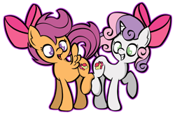 Size: 3085x2028 | Tagged: safe, artist:dahhez, apple bloom, scootaloo, sweetie belle, somepony to watch over me, bow, cutie mark