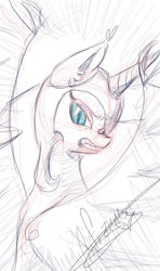 Size: 444x750 | Tagged: safe, artist:franny-draws-shit, nightmare moon, sketch, solo, traditional art