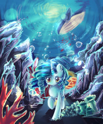 Size: 2500x3000 | Tagged: safe, artist:aquagalaxy, oc, oc only, whale, ocean, scenery, solo, underwater