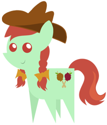 Size: 1000x1175 | Tagged: artist needed, safe, candy apples, earth pony, pony, apple family member, braid, hat, pointy ponies, ribbon, simple background, solo, transparent background