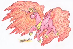 Size: 3054x2046 | Tagged: safe, artist:sovemis, oc, oc only, alicorn, pony, alicorn oc, princess appletint, solo, traditional art