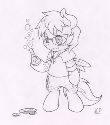 Size: 526x600 | Tagged: safe, artist:dfectivedvice, oc, oc only, grayscale, monochrome, solo, traditional art