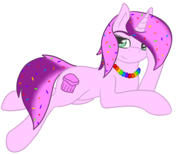 Size: 4199x3654 | Tagged: safe, artist:jumblescarf, oc, oc only, oc:rainbow sprinkles, cute, necklace, rainbowsprinklesart, simple background, solo