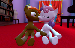 Size: 1600x1024 | Tagged: safe, artist:viranimation, derpibooru import, button mash, sweetie belle, 3d, female, gmod, kissing, male, shipping, straight, sweetiemash