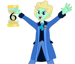 Size: 626x536 | Tagged: safe, artist:fedora, derpibooru import, doctor whooves, equestria girls, clothes, cutie mark, doctor who, equestria girls-ified, frock coat, polka dots, real time, shirt, sixth doctor, solo, trousers, waistcoat