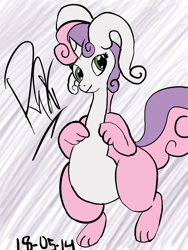 Size: 720x960 | Tagged: safe, artist:ironwrench93, derpibooru import, sweetie belle, crossover, digital art, female, fusion, goodra, pokefied, pokémon, simple background, solo, species swap