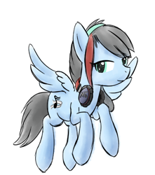 Size: 598x676 | Tagged: artist needed, safe, derpibooru import, oc, oc only, pegasus, pony, headphones, mistral grace, solo