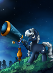 Size: 2550x3509 | Tagged: safe, artist:pridark, oc, oc only, glasses, solo, telescope