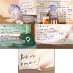 Size: 2362x2361 | Tagged: safe, artist:lolepopenon, oc, oc only, oc:billie, ask, ask billie the kid, comic, solo, tumblr