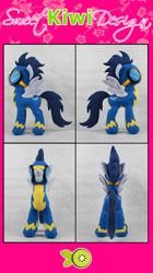 Size: 850x1517 | Tagged: safe, artist:sweetkiwidesign, derpibooru import, soarin', irl, photo, plushie, wonderbolts uniform