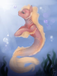 Size: 1200x1600 | Tagged: safe, artist:saoiirse, merpony, bubble, ocean, painting, saoiirse, solo, water