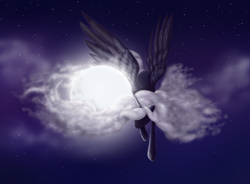 Size: 1000x737 | Tagged: safe, artist:crazy-hybrid94, derpibooru import, oc, oc only, alicorn, pony, alicorn oc, cloud, cloudy, moon, solo, stars