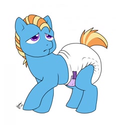 Size: 1235x1280 | Tagged: safe, artist:tatergator, oc, oc only, pony, adoptable, baby, baby pony, diaper, diaper fetish, fetish, foal, poofy diaper, solo