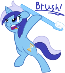 Size: 2155x2432 | Tagged: safe, artist:furrgroup, minuette, unicorn, female, horn, mare, solo, toothbrush