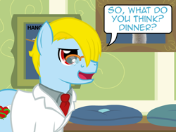 Size: 640x480 | Tagged: safe, artist:aha-mccoy, derpibooru import, oc, oc only, oc:tony starkehuf, earth pony, pony, nopony-ask-mclovin, doctor, glasses, male, solo, speech bubble, stallion