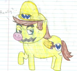 Size: 900x831 | Tagged: safe, artist:wariogirl-64, derpibooru import, pegasus, pony, ponified, solo, super mario bros., wario