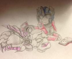 Size: 988x809 | Tagged: safe, artist:fallenangel5414, megatron, optimus prime, ponified, transformers, transformers prime