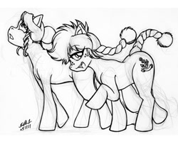 Size: 750x600 | Tagged: safe, artist:bar1scorpio, amy trevelyne, jacky faber, monochrome, ponified